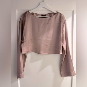 NWT: Dynamite,light pink, satin, belle sleeve crop long sleeve